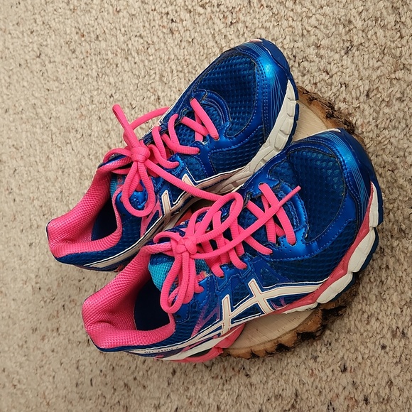 Asics Gel Flux 2 Shiny Blue & Pink Sneakers Sz 7.5 - Picture 1 of 7